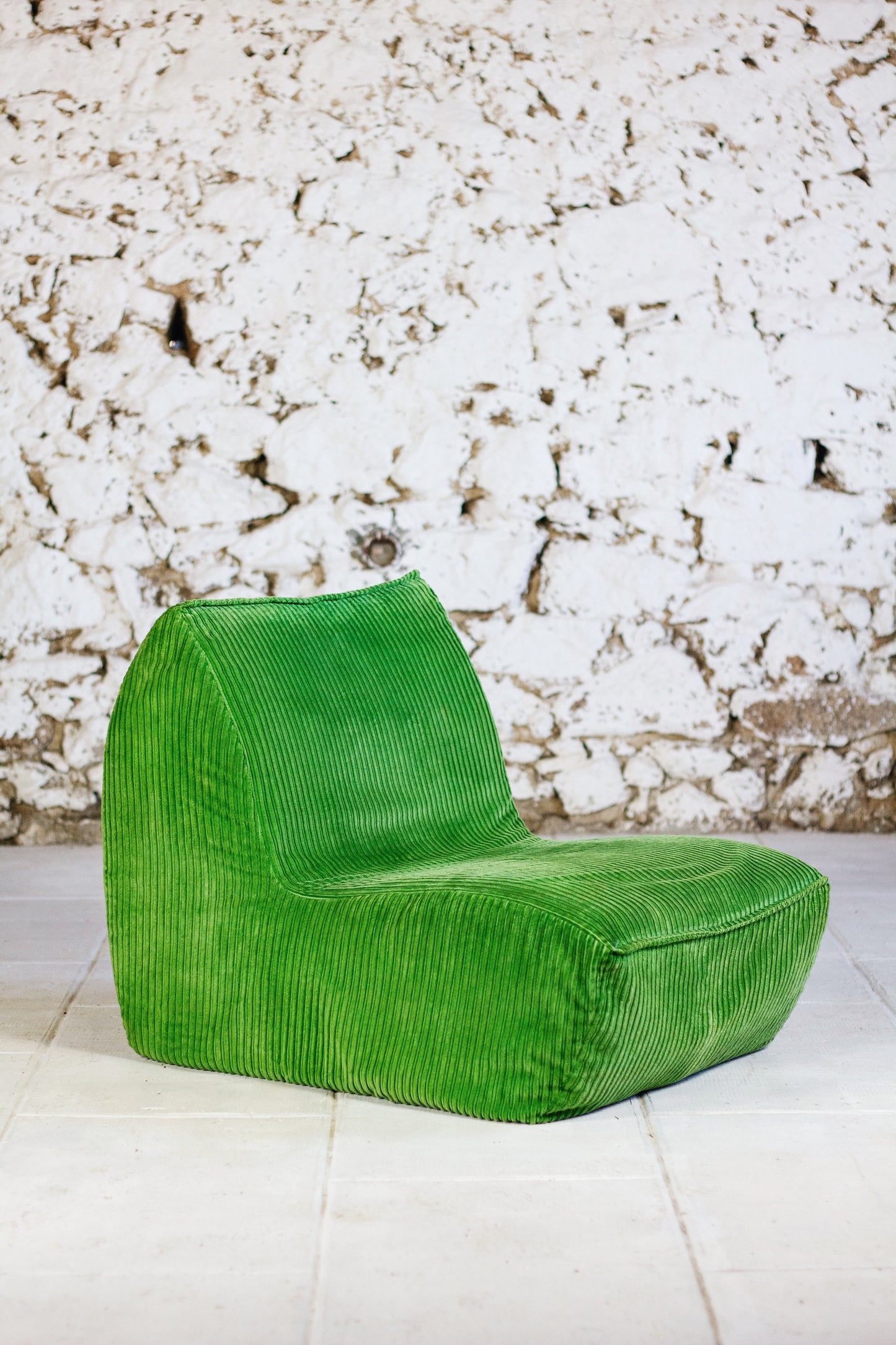 Chauffeuse vintage velours côtelé vert, 1970