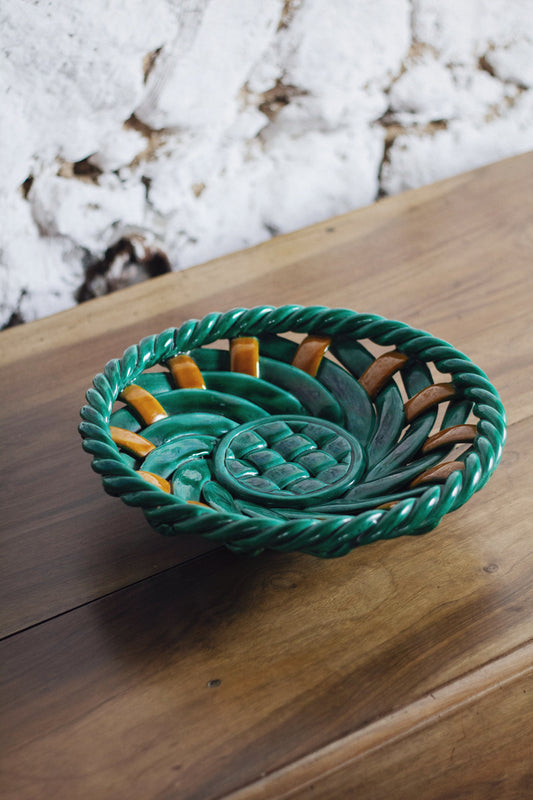Corbeille ou coupe à fruits en céramique tressée Vallauris