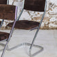 5 chaises tubulaires en daim et chrome Roche Bobois, 1970