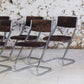 5 chaises tubulaires en daim et chrome Roche Bobois, 1970