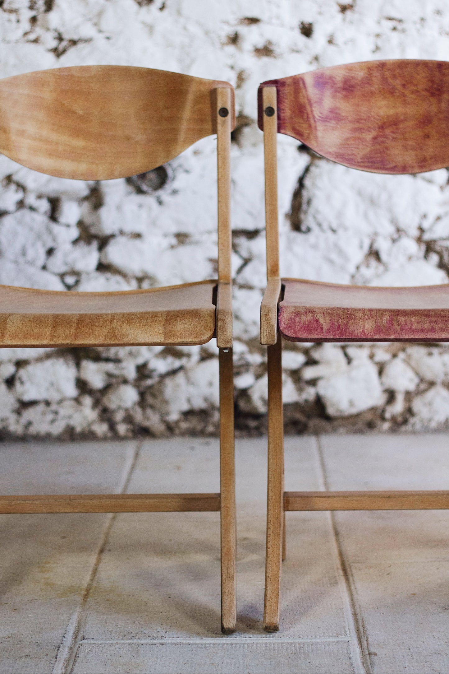 4 chaises de cantine vintage en hêtre, 1980