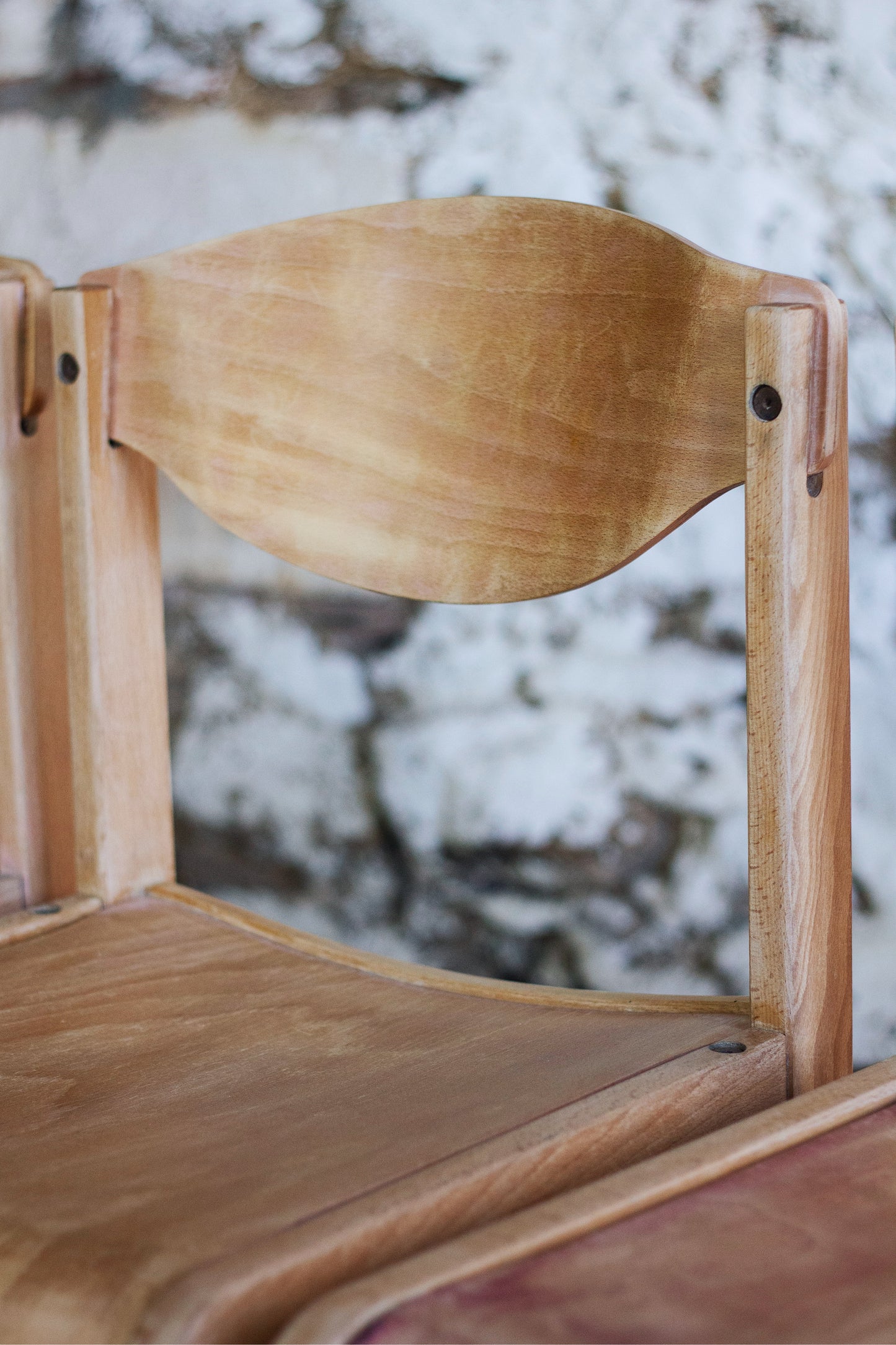4 chaises de cantine vintage en hêtre, 1980