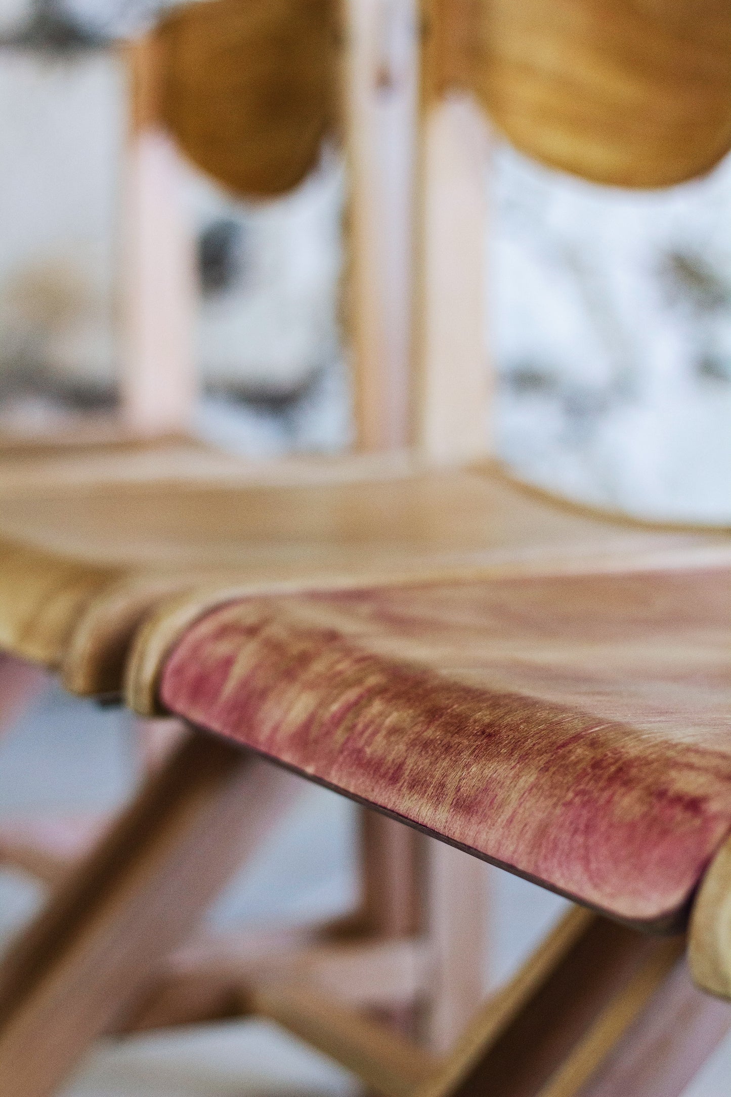 4 chaises de cantine vintage en hêtre, 1980