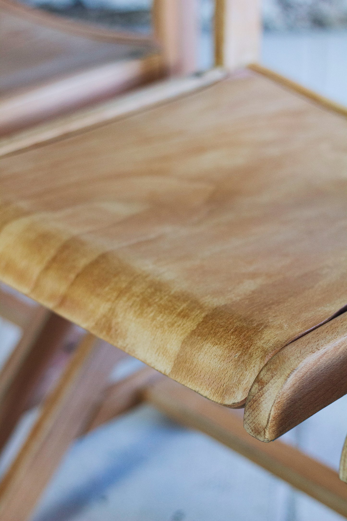 4 chaises de cantine vintage en hêtre, 1980