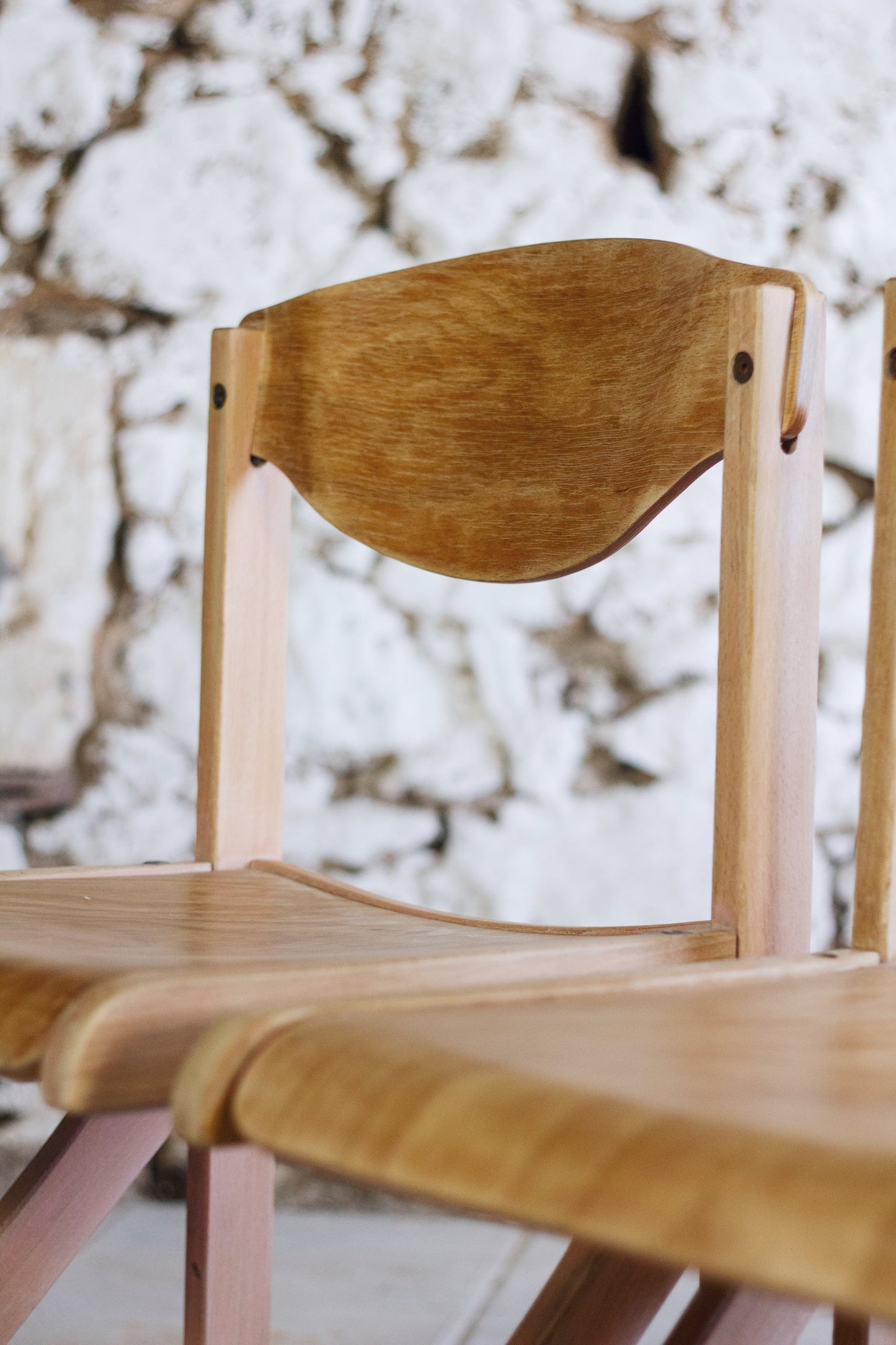 4 chaises de cantine vintage en hêtre, 1980