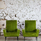 Paire de fauteuils vintage velours vert, 1950