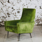 Paire de fauteuils vintage velours vert, 1950