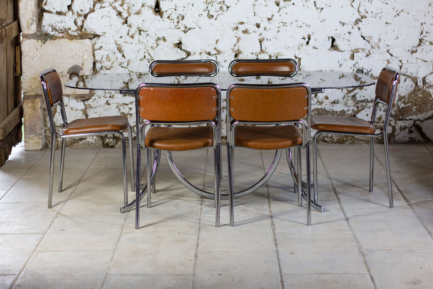 Table verre fumé style Gastone Rinaldi, 1970