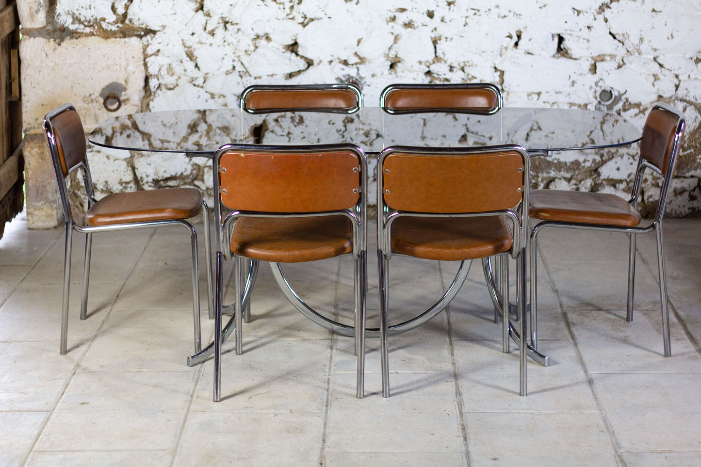 Table verre fumé style Gastone Rinaldi, 1970