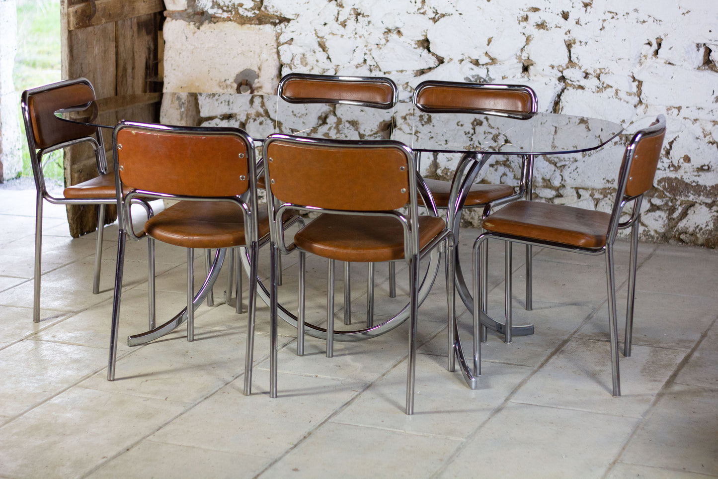 Table verre fumé style Gastone Rinaldi, 1970