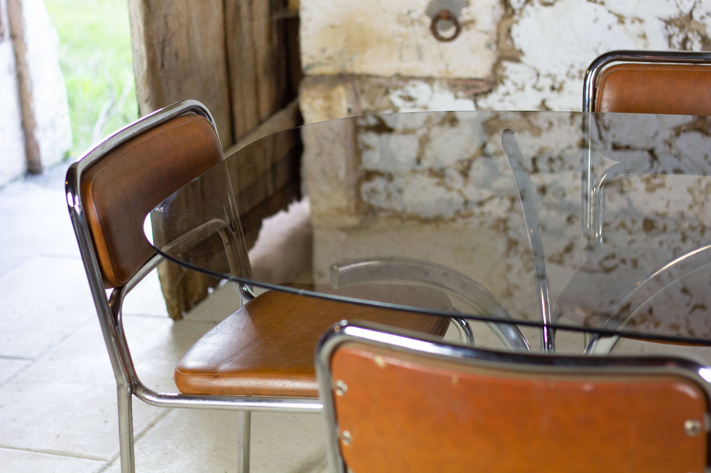 Table verre fumé style Gastone Rinaldi, 1970