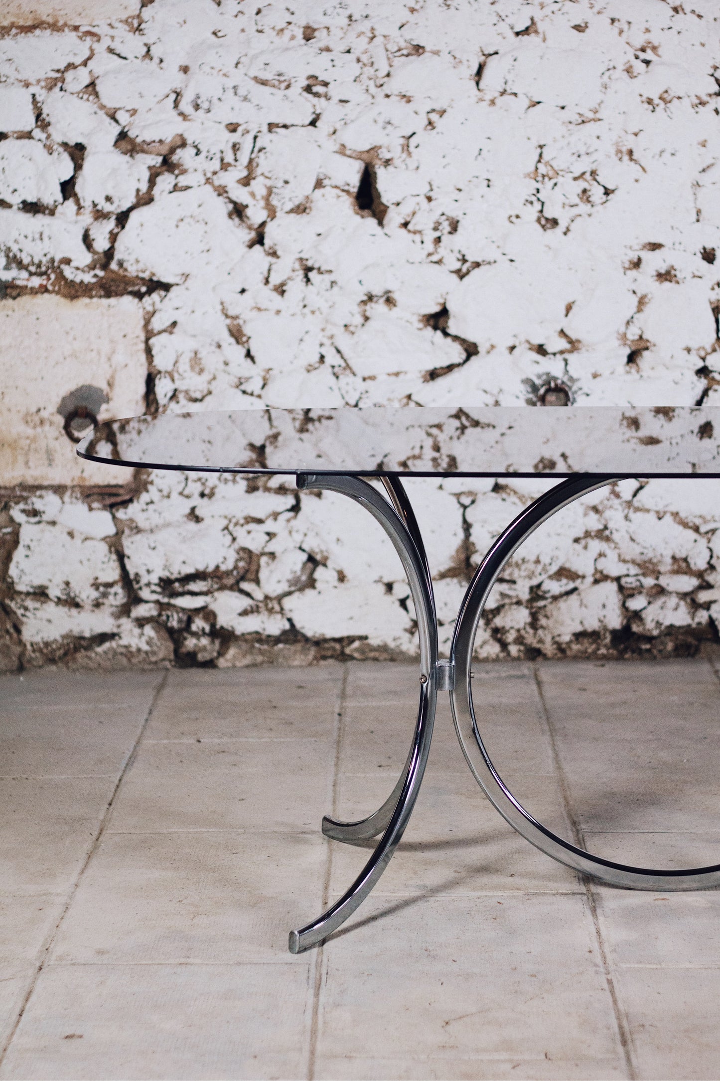 Table verre fumé style Gastone Rinaldi, 1970