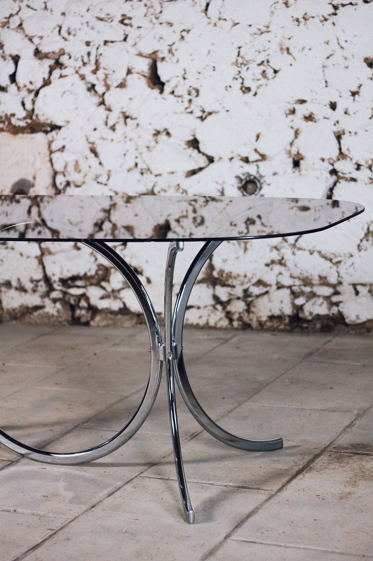 Table verre fumé style Gastone Rinaldi, 1970