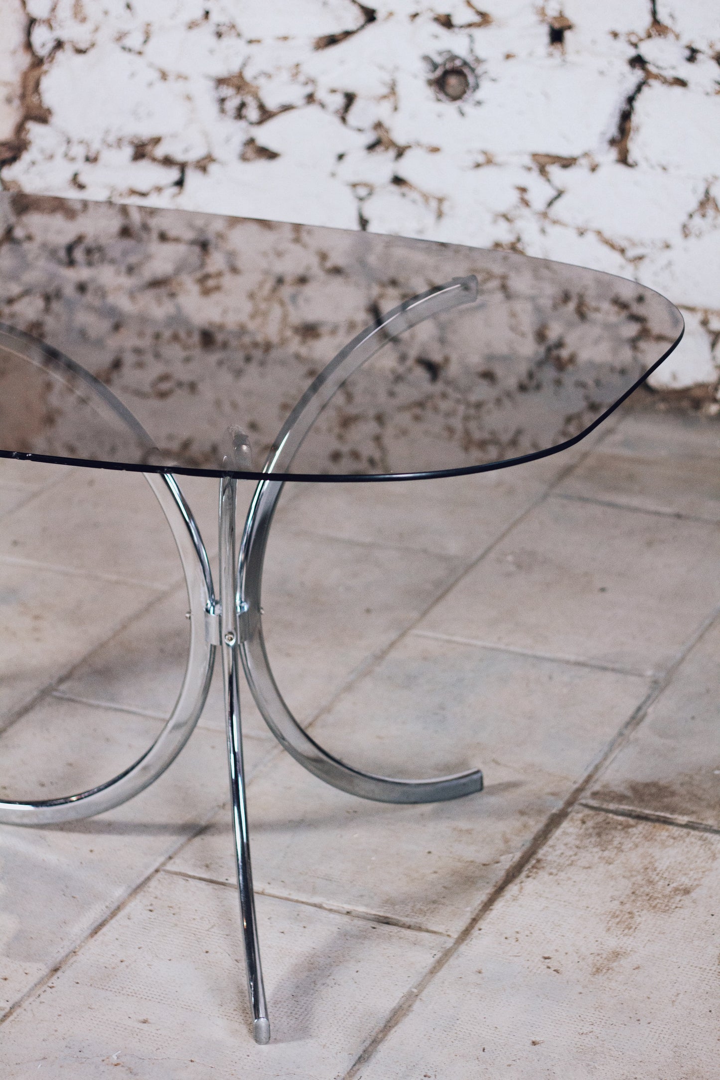 Table verre fumé style Gastone Rinaldi, 1970