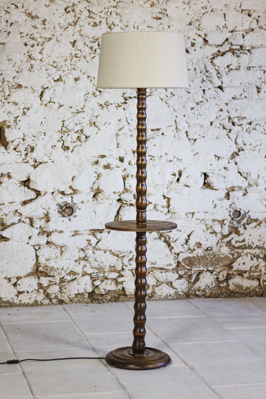 Lampadaire néo-rustique en bois tourné, 1950