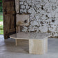 Table basse en travertin "Oeil" ou "goutte" par Roche Bobois, 1980