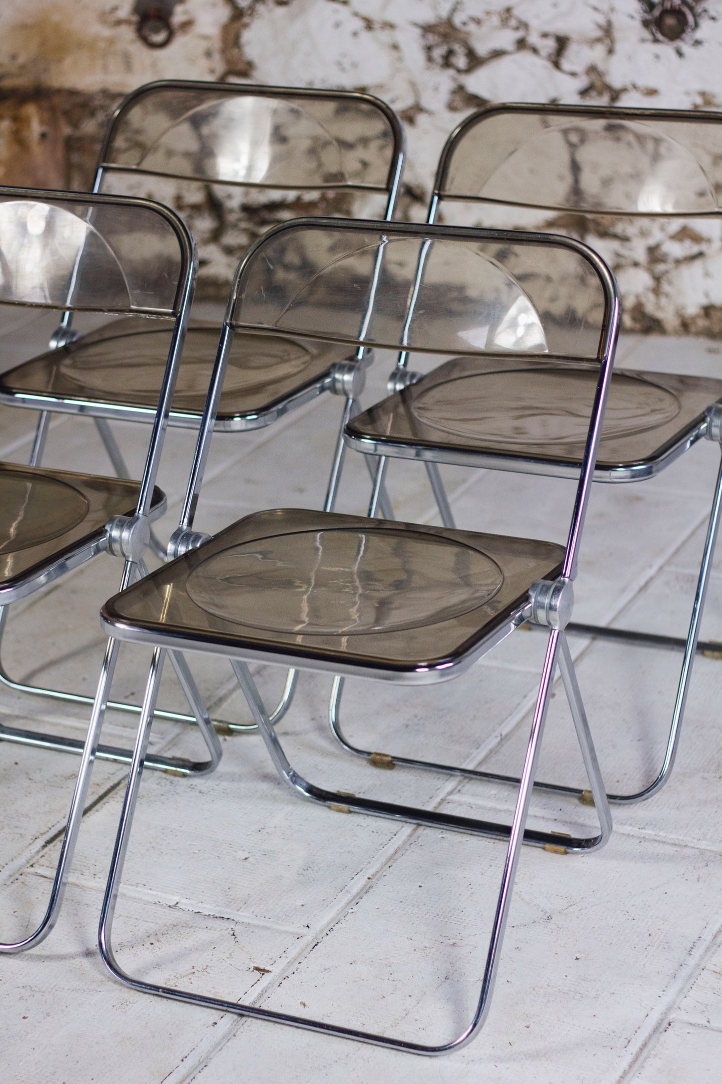 4 chaises Plia par Giancarlo Piretti pour Castelli, 1970