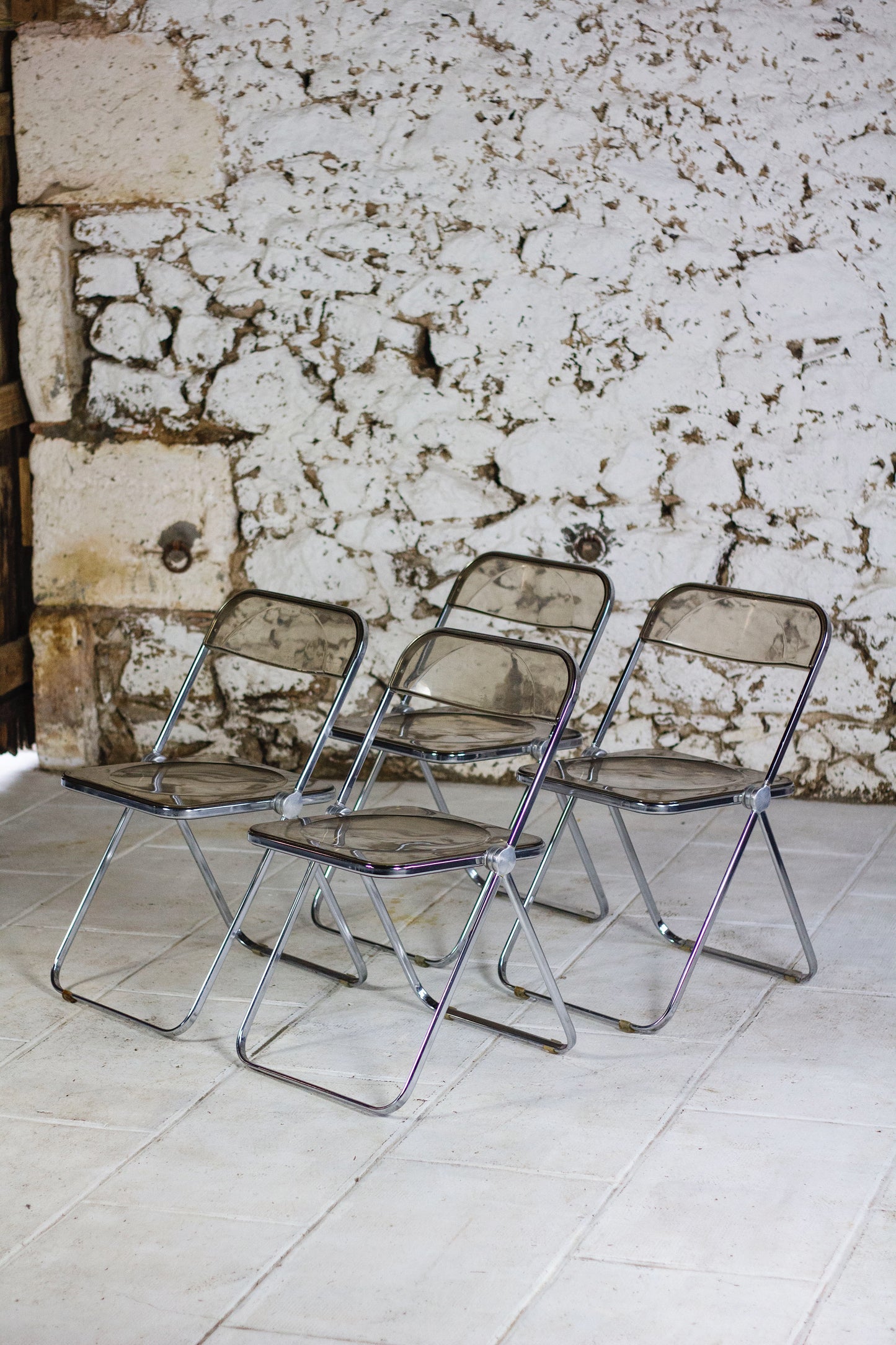 4 chaises Plia par Giancarlo Piretti pour Castelli, 1970