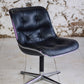 Fauteuil de bureau en cuir noir de Charles Pollock pour KNOLL