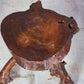 Table d'appoint tripode bois massif brutaliste