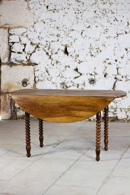 Table à rabats Louis Philippe bois tourné, XIXe siècle