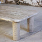 Table basse travertin dans le goût d'Angelo Mangiarotti, 1970
