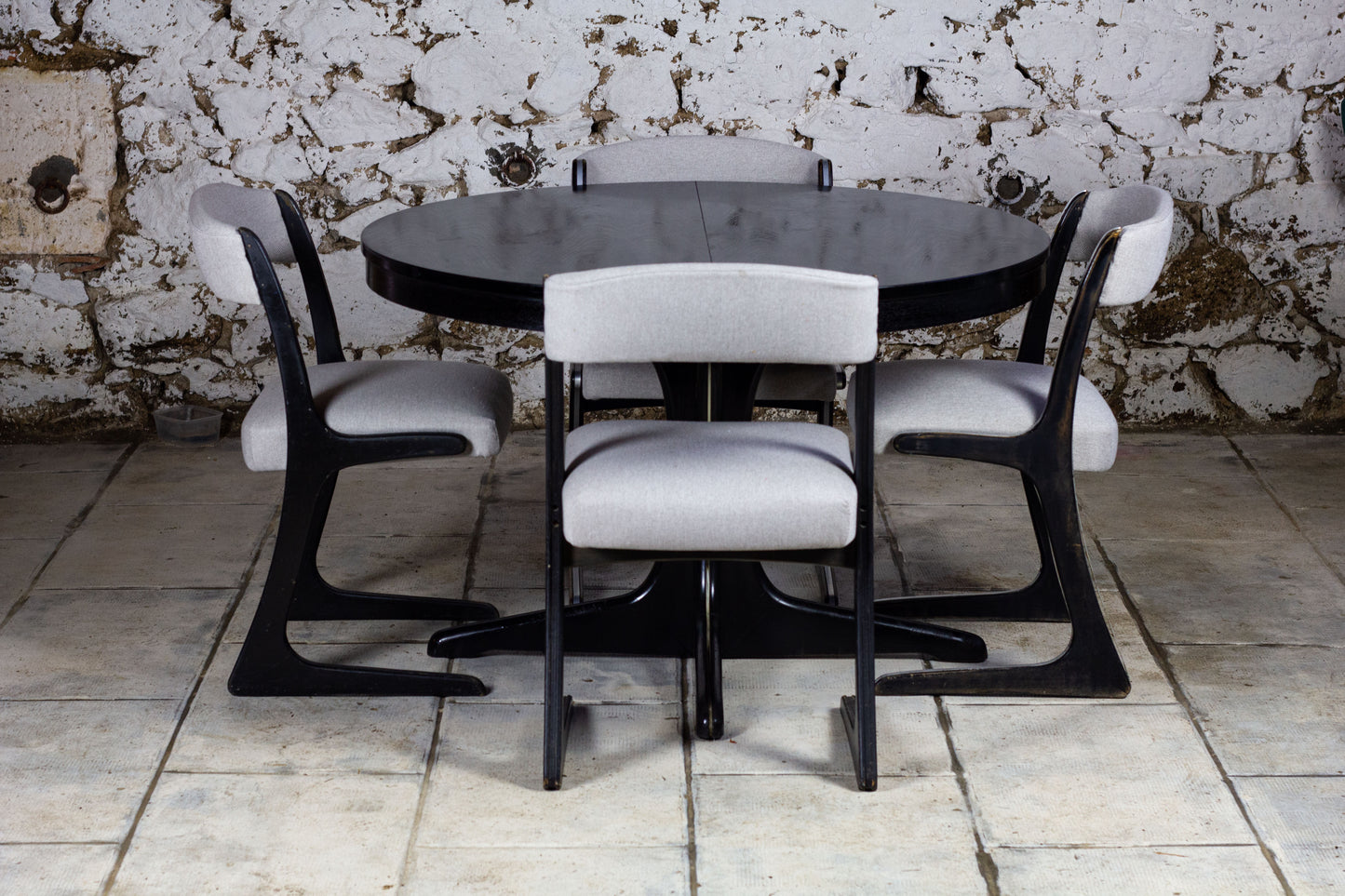 Table ronde noire Baumann extensible