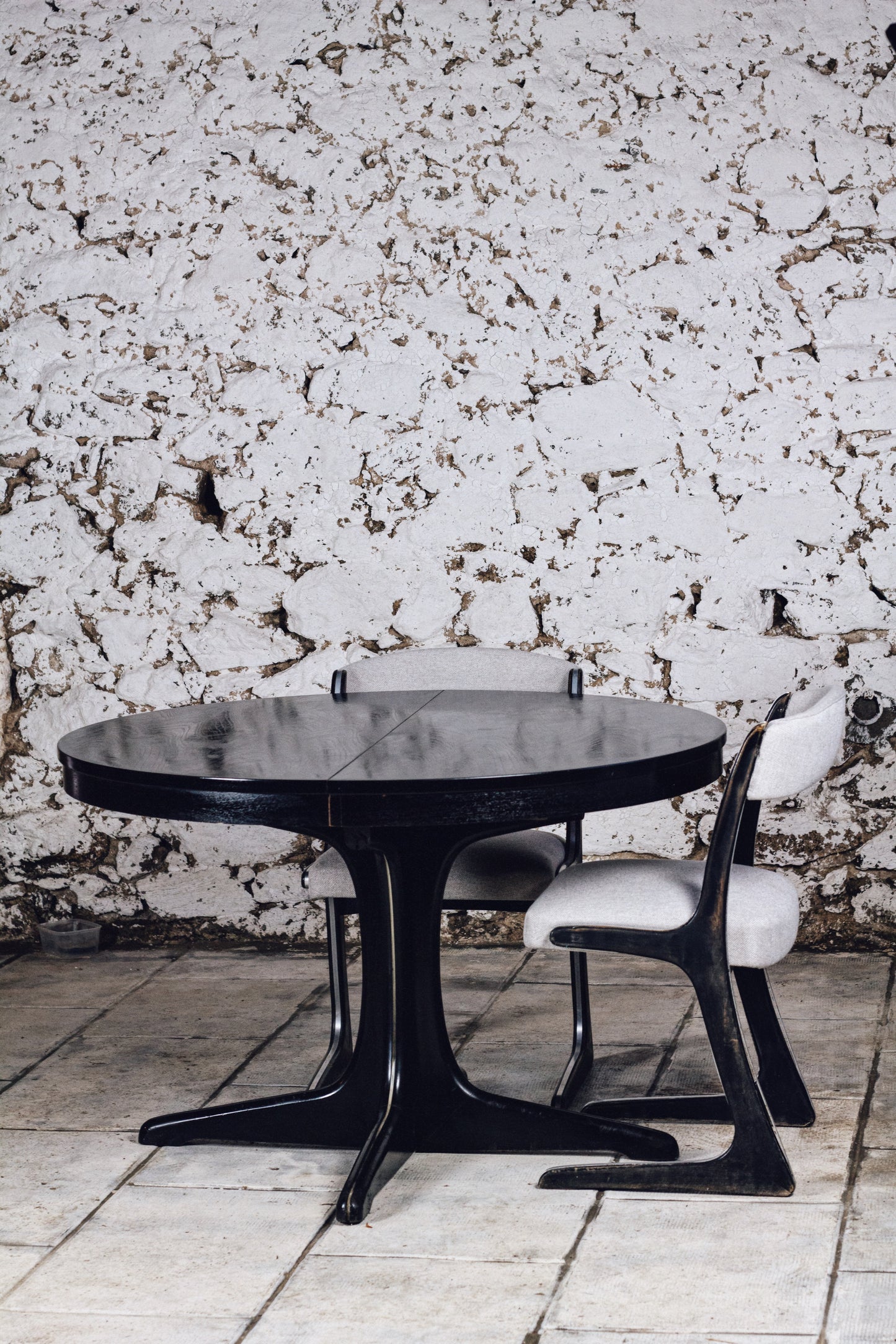 Table ronde noire Baumann extensible