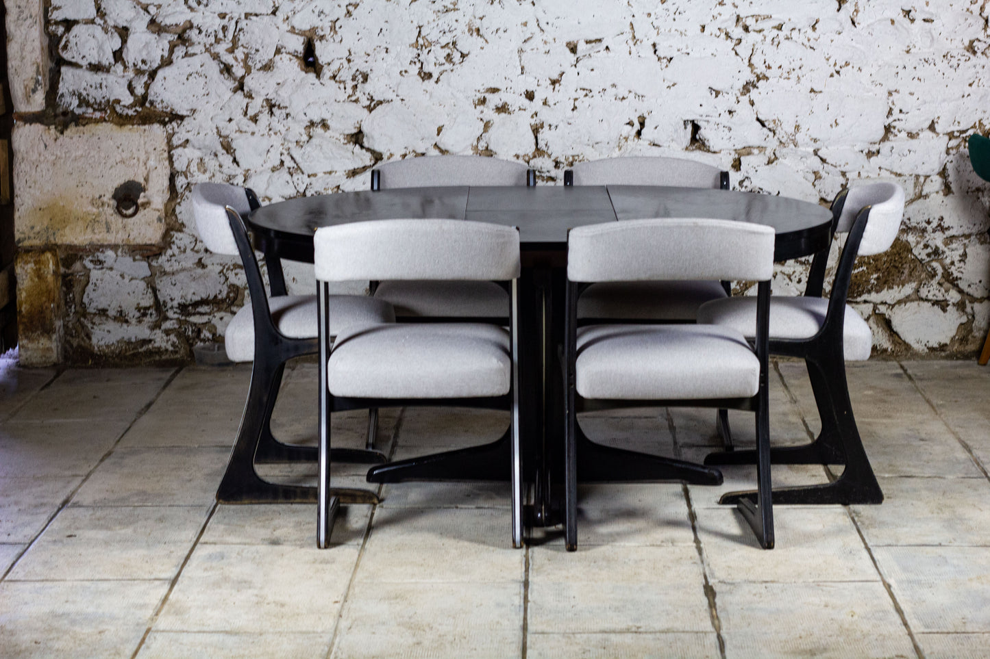 Table ronde noire Baumann extensible