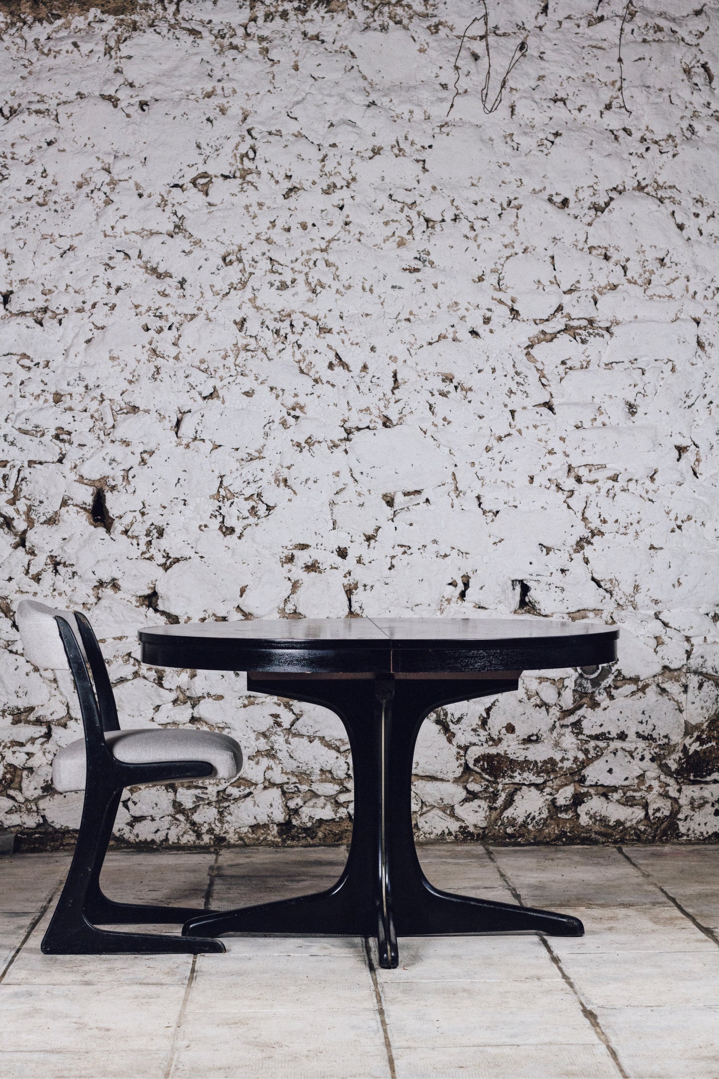 Table ronde noire Baumann extensible