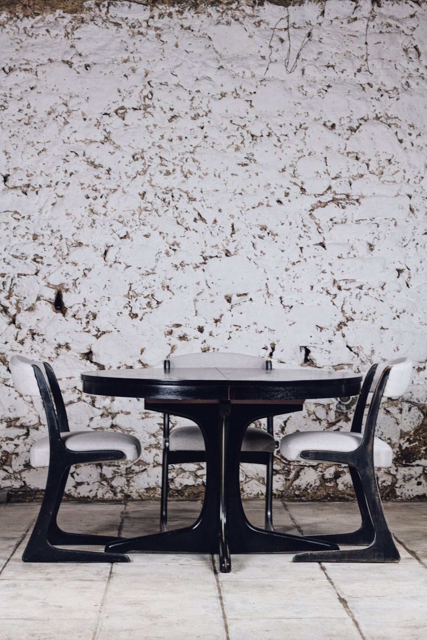 Table ronde noire Baumann extensible