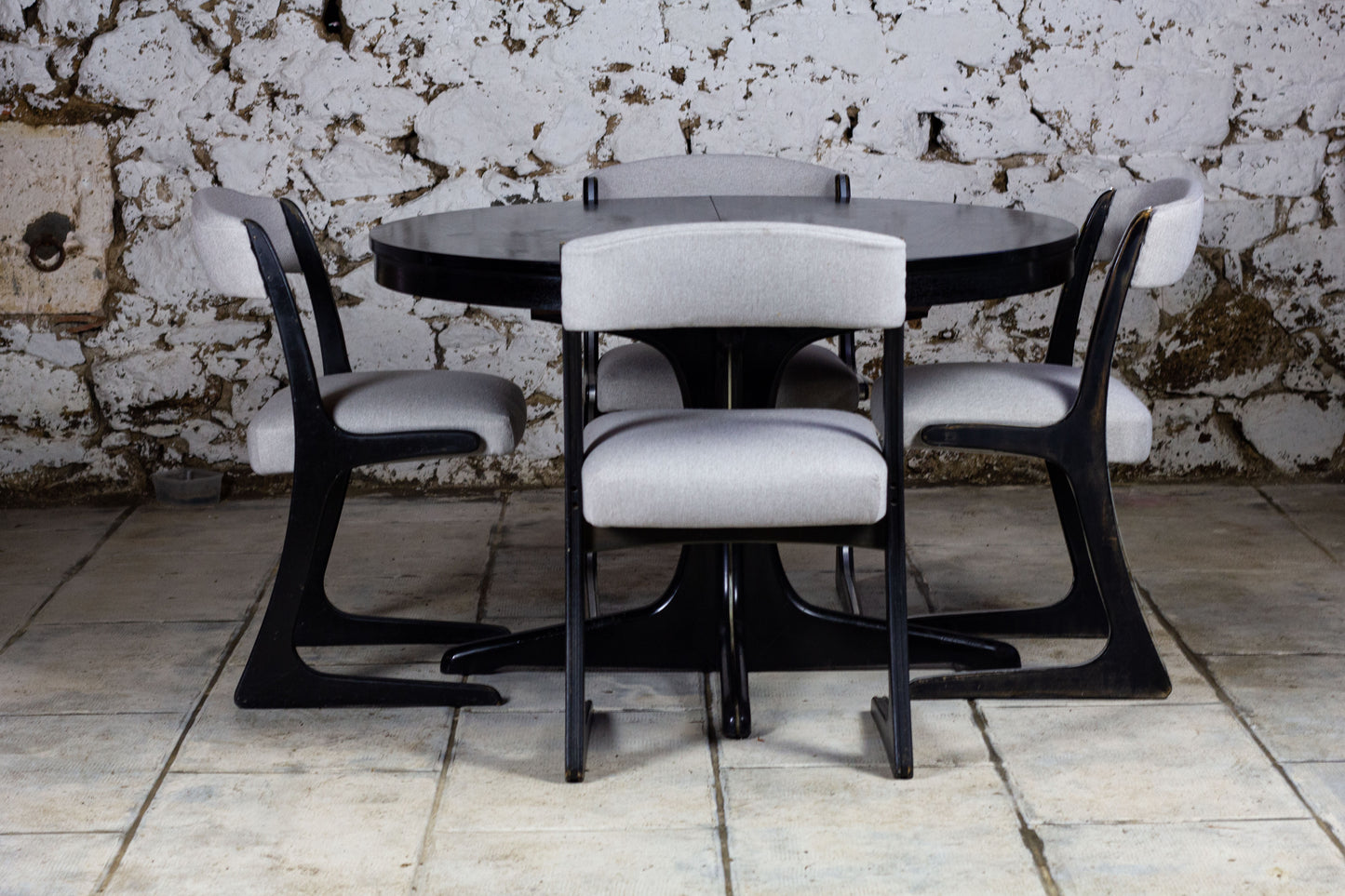 Table ronde noire Baumann extensible
