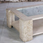 Table basse en travertin et verre par Claude Berraldacci