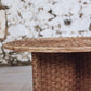Table basse ronde en corde tressée et rotin, 1970
