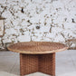 Table basse ronde en corde tressée et rotin, 1970