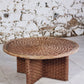 Table basse ronde en corde tressée et rotin, 1970