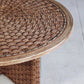 Table basse ronde en corde tressée et rotin, 1970