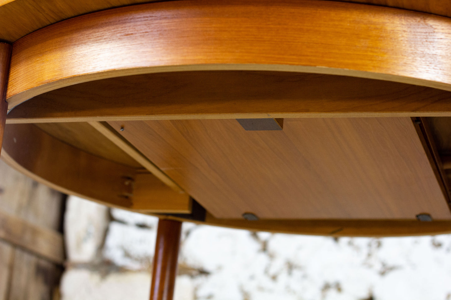 Table ronde vintage extensible en teck, 1960