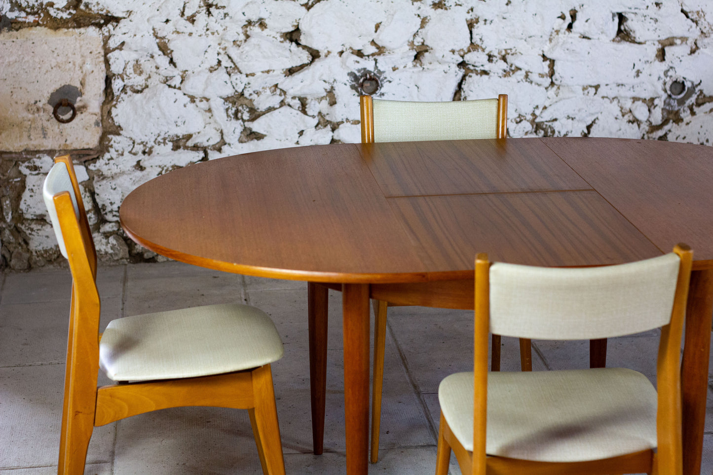 Table ronde vintage extensible en teck, 1960