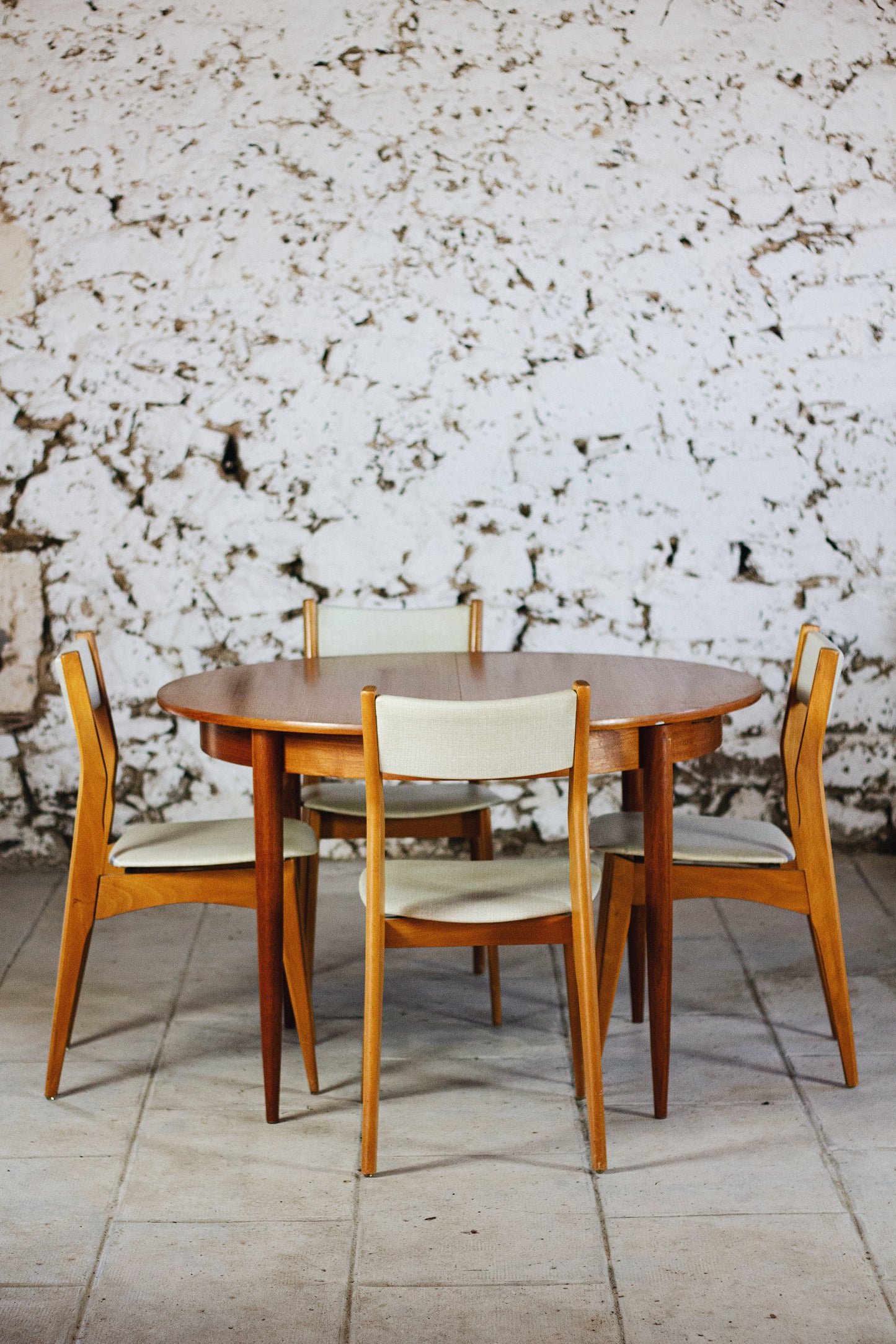 Table ronde vintage extensible en teck, 1960