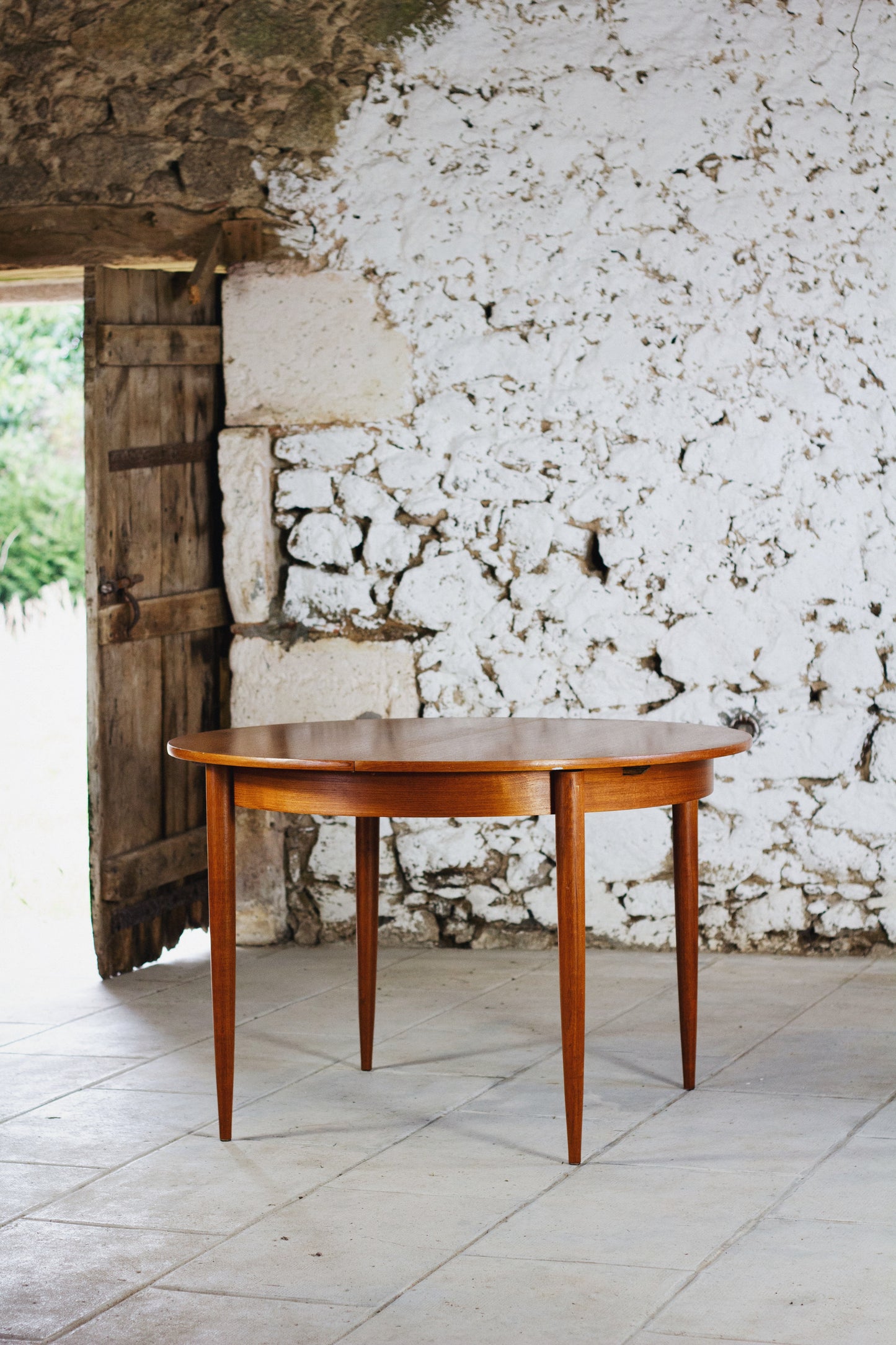 Table ronde vintage extensible en teck, 1960