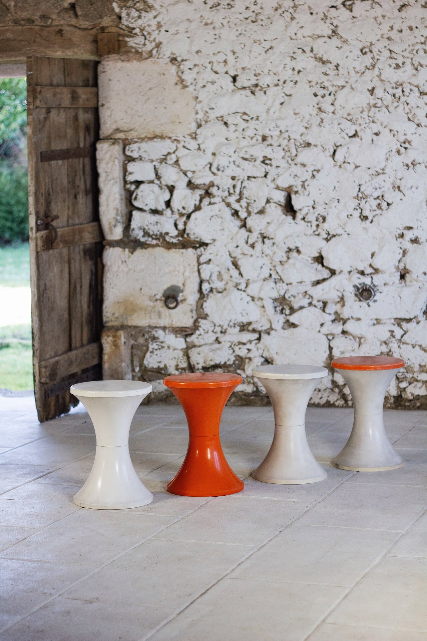 Tabouret Tam Tam orange foncé par Henri Massonnet pour Stamp, 1970