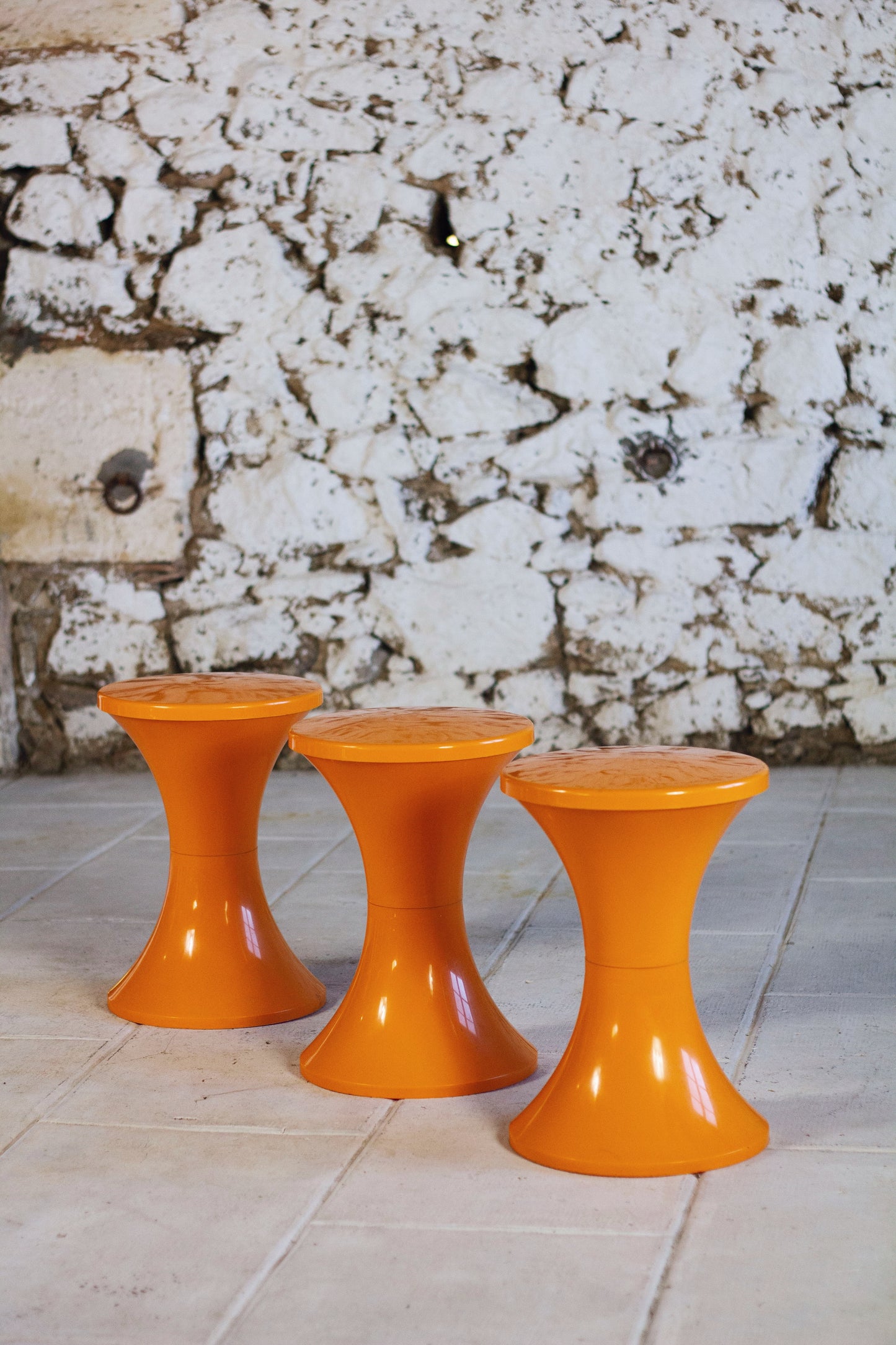 Tabouret Tam Tam orange par Henri Massonnet pour Stamp, 1970