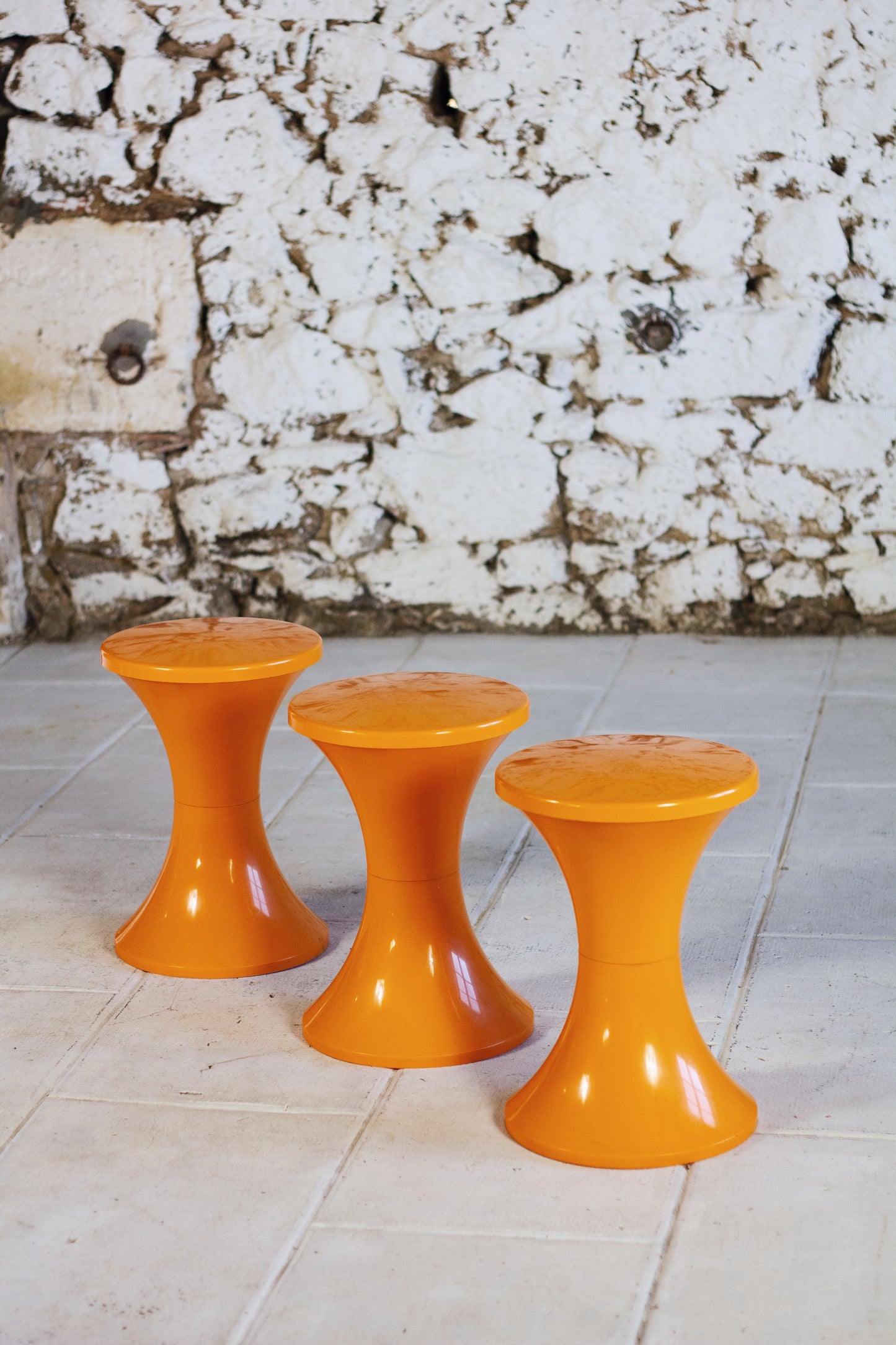 Tabouret Tam Tam orange par Henri Massonnet pour Stamp, 1970
