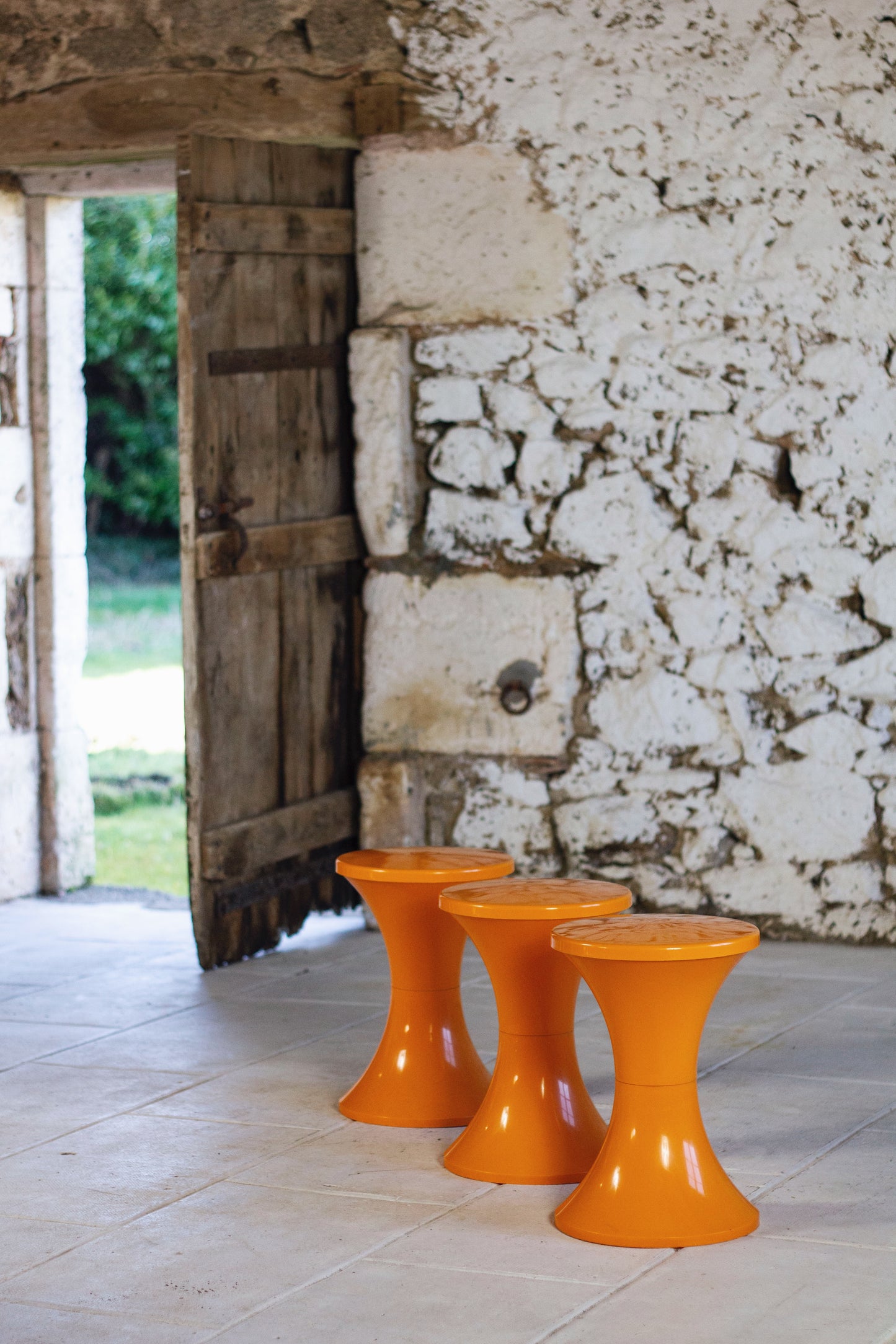 Tabouret Tam Tam orange par Henri Massonnet pour Stamp, 1970