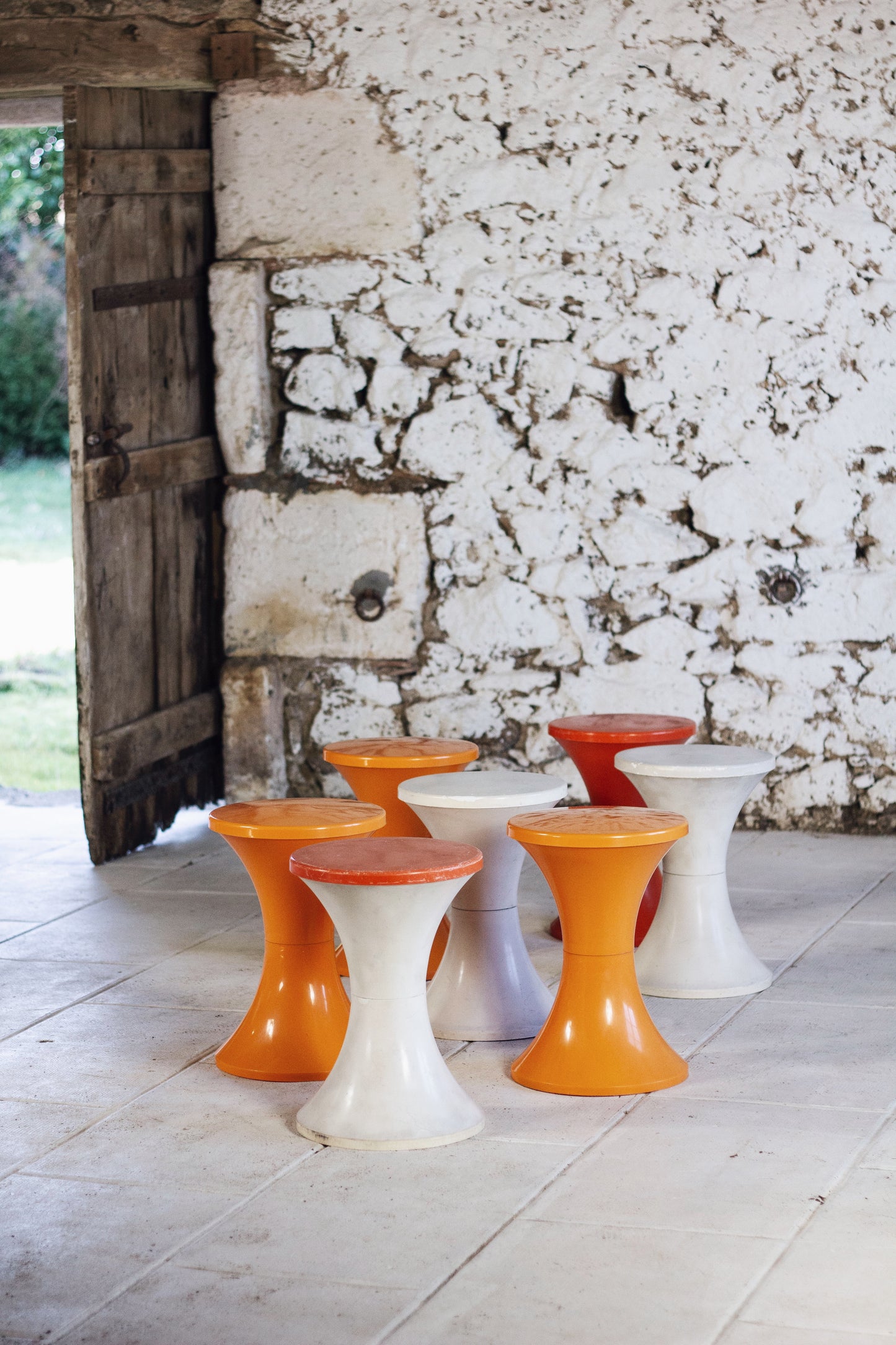 Tabouret Tam Tam orange par Henri Massonnet pour Stamp, 1970