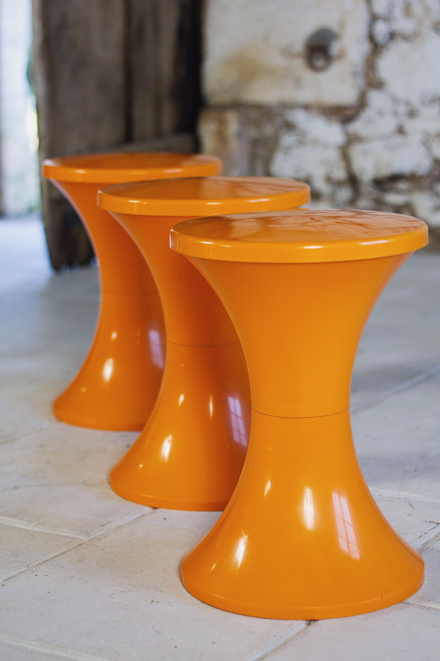 Tabouret Tam Tam orange par Henri Massonnet pour Stamp, 1970