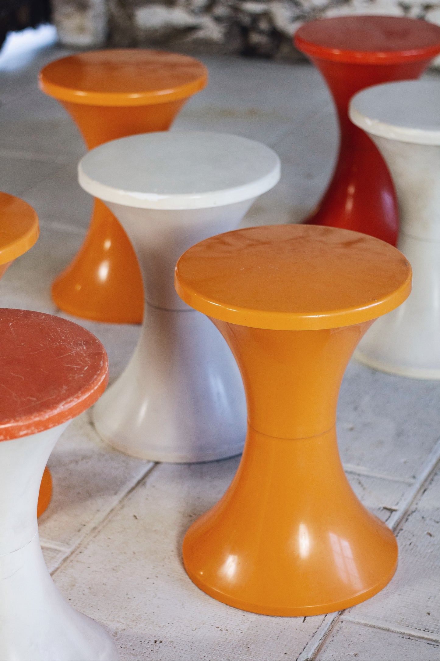 Tabouret Tam Tam orange par Henri Massonnet pour Stamp, 1970