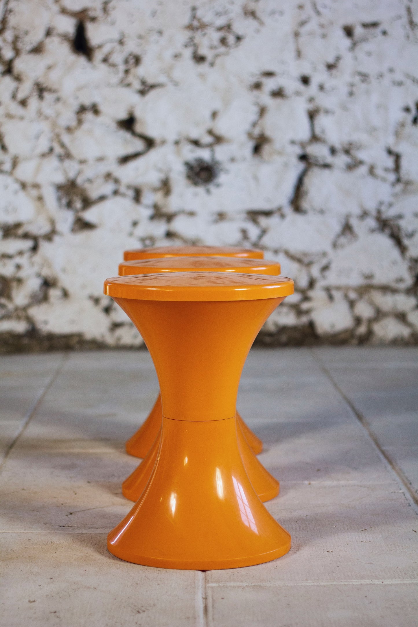 Tabouret Tam Tam orange par Henri Massonnet pour Stamp, 1970