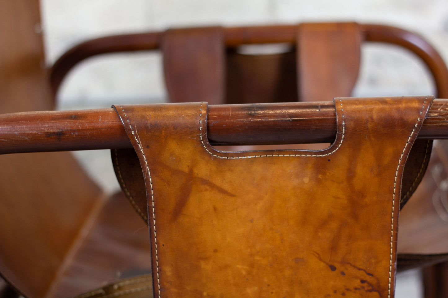 Fauteuil "safari" en cuir et bambou par Tito Agnoli, 1960
